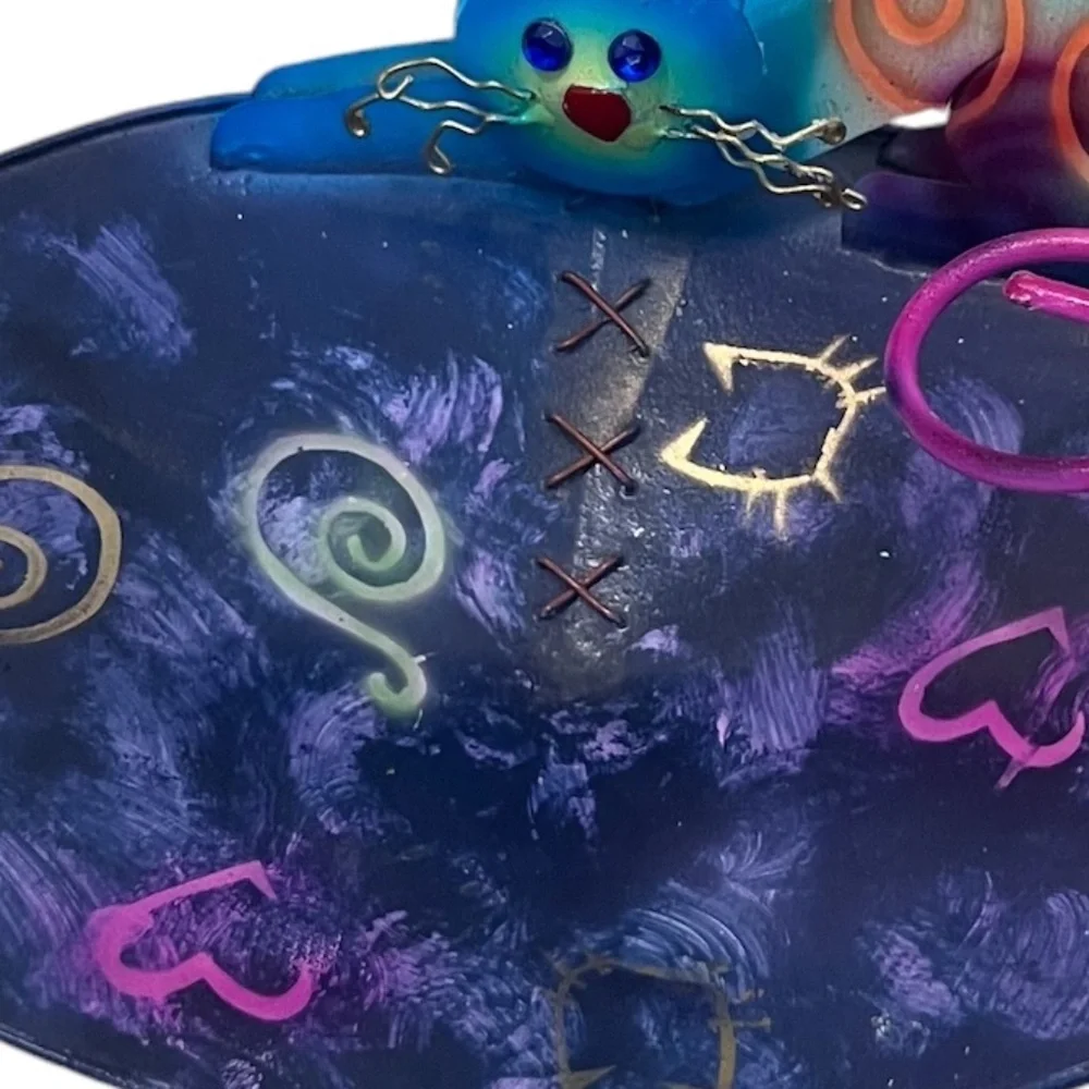 Metal Multicolored Cat Design‎ Trinket Dish